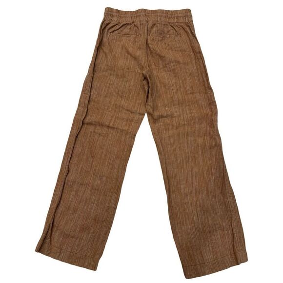 Athleta Women's Wide Leg Linen Pants Size 4 Orange Tan Casual Drawstring - Picture 5 of 11